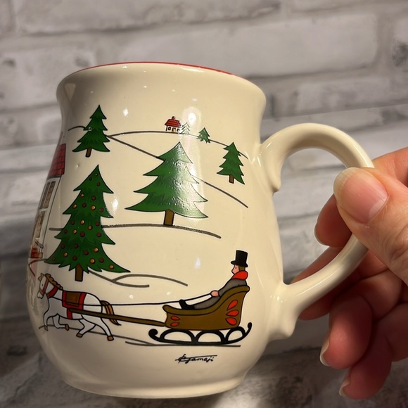 The Joy of Christmas Set of 2 coffee mugs holiday winter vintage Jamestown China - Picture 2 of 8